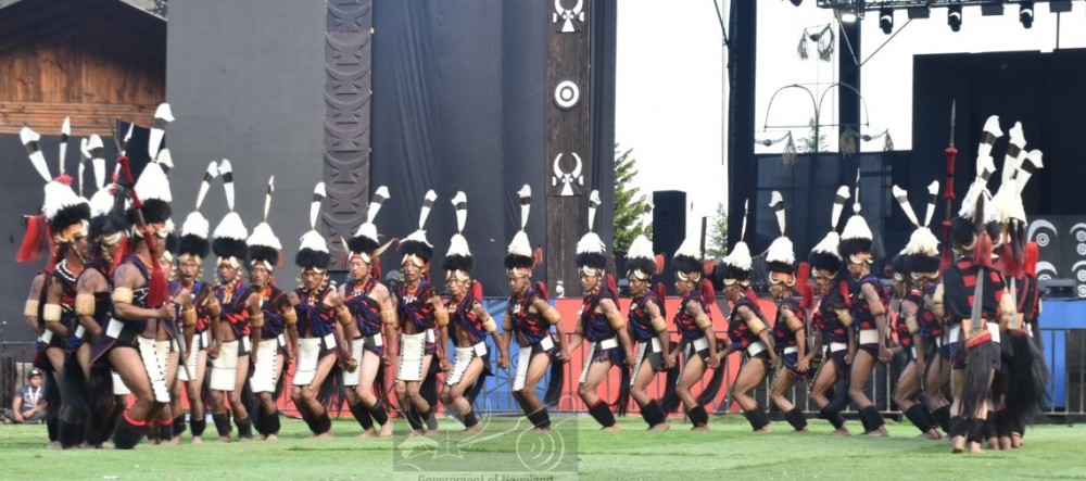 Khiamniungan Cultural Troupe presenting Jamhang Tsui on the second day of the Hornbill Festival held at the Naga Heritage Village, Kisama on December 2. (DIPR Photo)